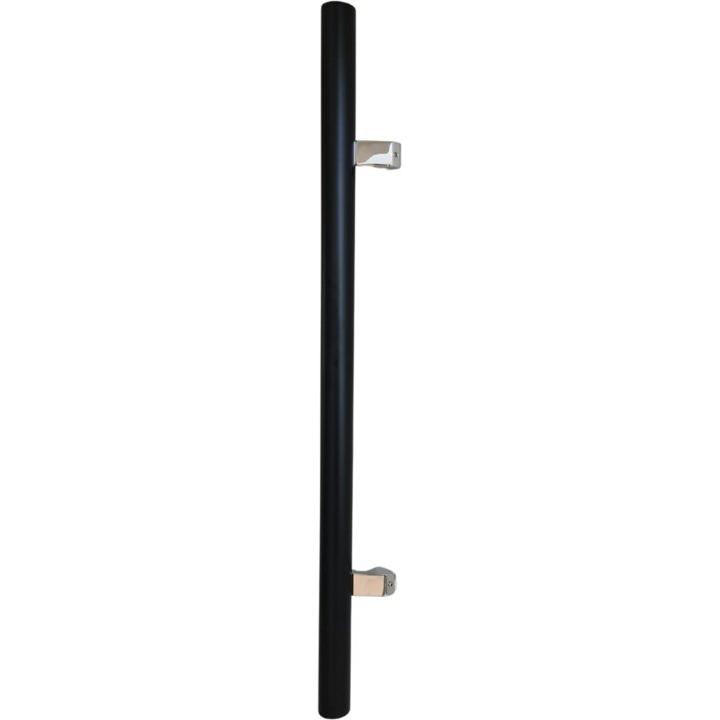 Round offset pull handle in black onyx and polished chrome