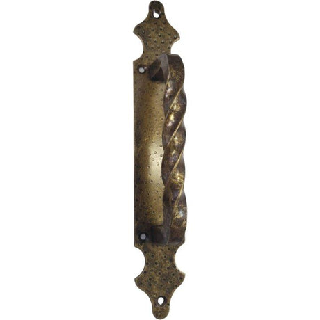 Rustic Antique Twisted Pull Handle on Backplate