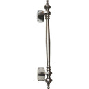 Solid brass offset pull handle with finials