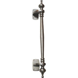 Solid brass offset pull handle with finials