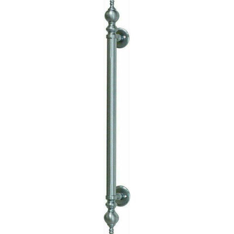 Solid brass straight pull handle with finials