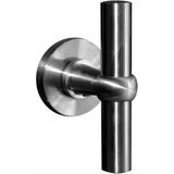 Solid stainless steel lever handle on rose