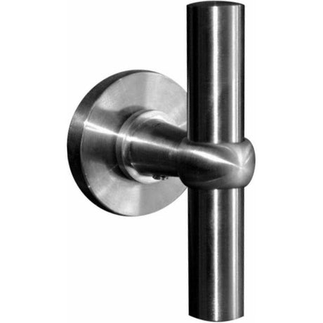 Solid stainless steel lever handle on rose
