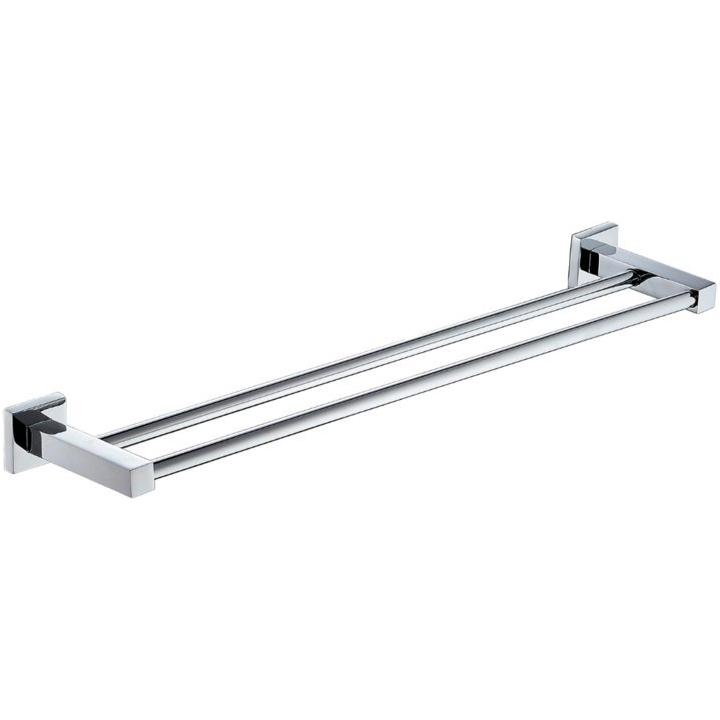 Double Towel Rail with Square Bracket in Chrome - Decor Handles - Bathroom Accessories