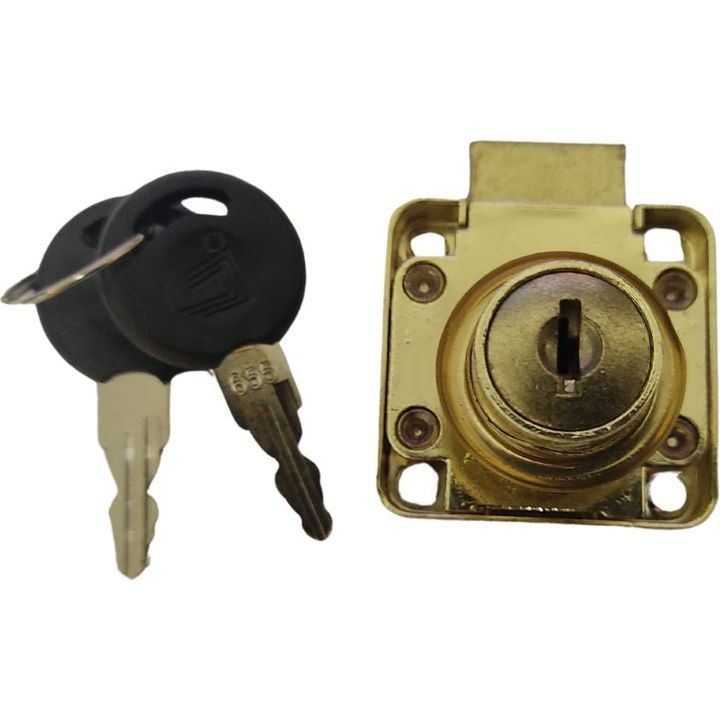 Drawer Lock and Keys - Brass Plated - Decor Handles - cupboard lock