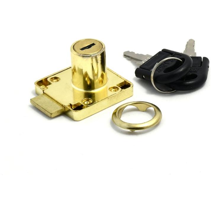Drawer Lock and Keys - Brass Plated - Decor Handles - cupboard lock