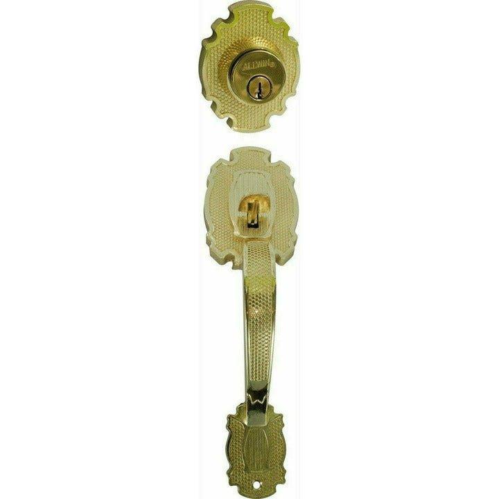 Entrance grip handle with deadbolt - brass - Decor Handles