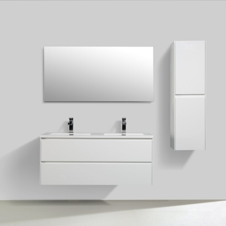 Enzo Double Drawer Vanity 1200 White with Basin - Decor Handles