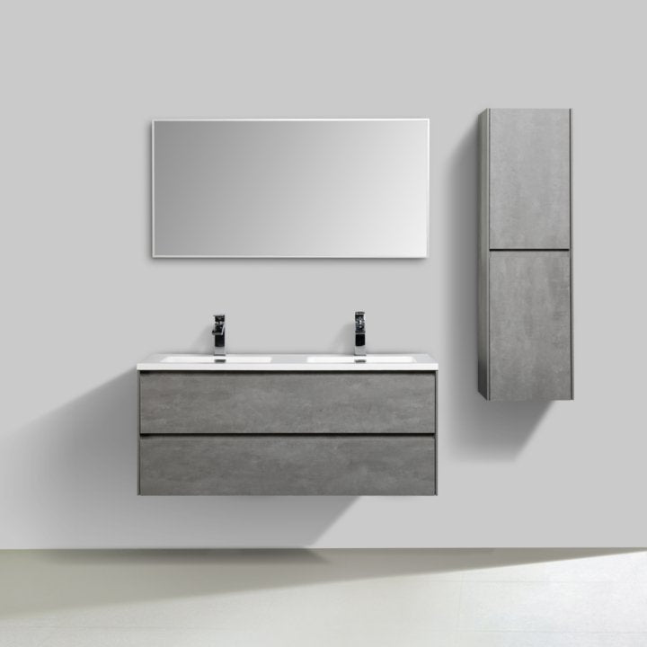 Enzo Double Vanity Cabinet 1200 Concrete with Basin - Decor Handles