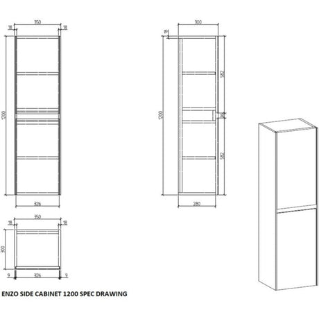 Enzo Side Cabinet 1200 White