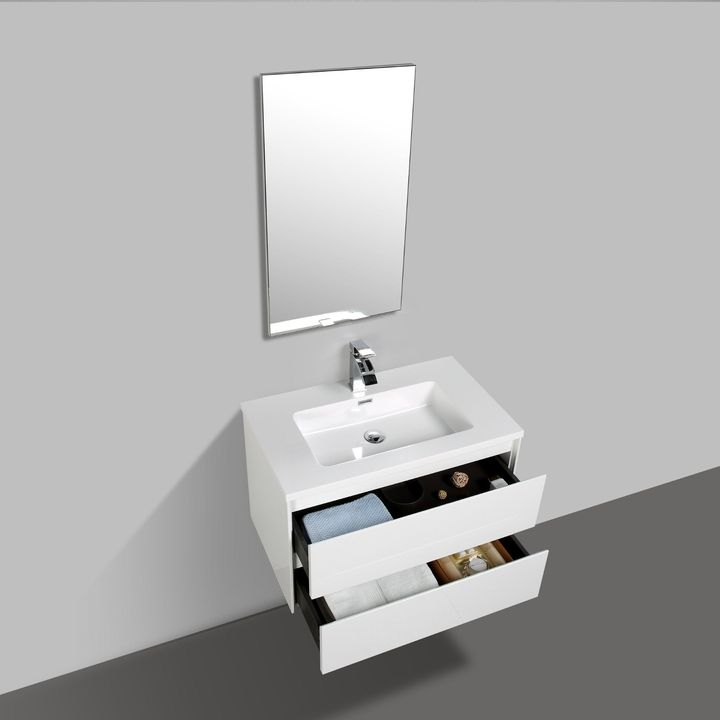 Enzo Vanity Cabinet 800 White with Basin - Decor Handles - Bathroom vanities and storage units
