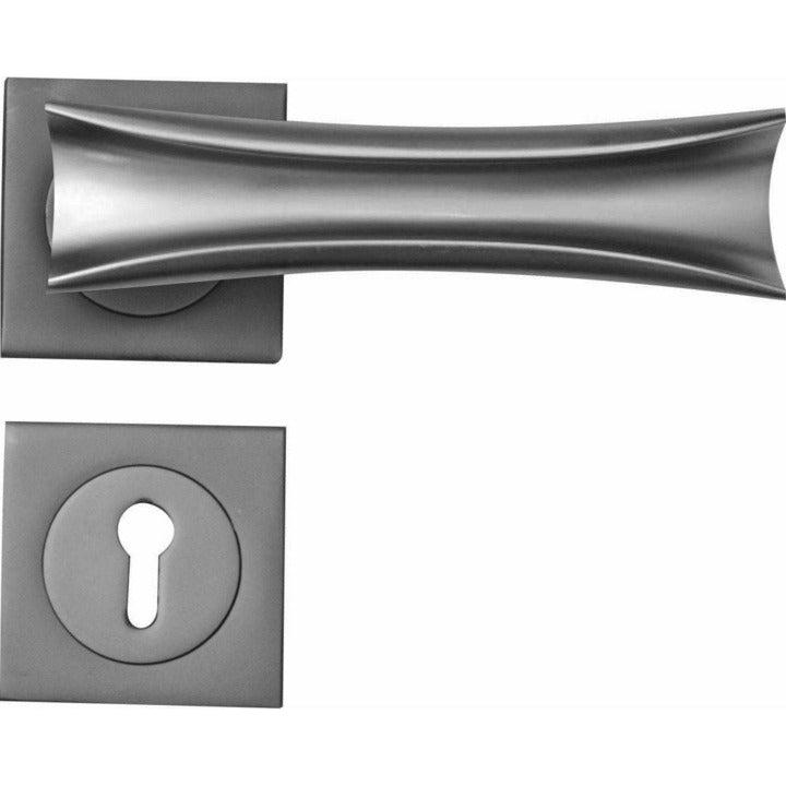 Folded lever handle on rose - matt chrome - Decor Handles