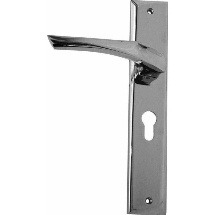 Indented lever handle on plate - Decor Handles
