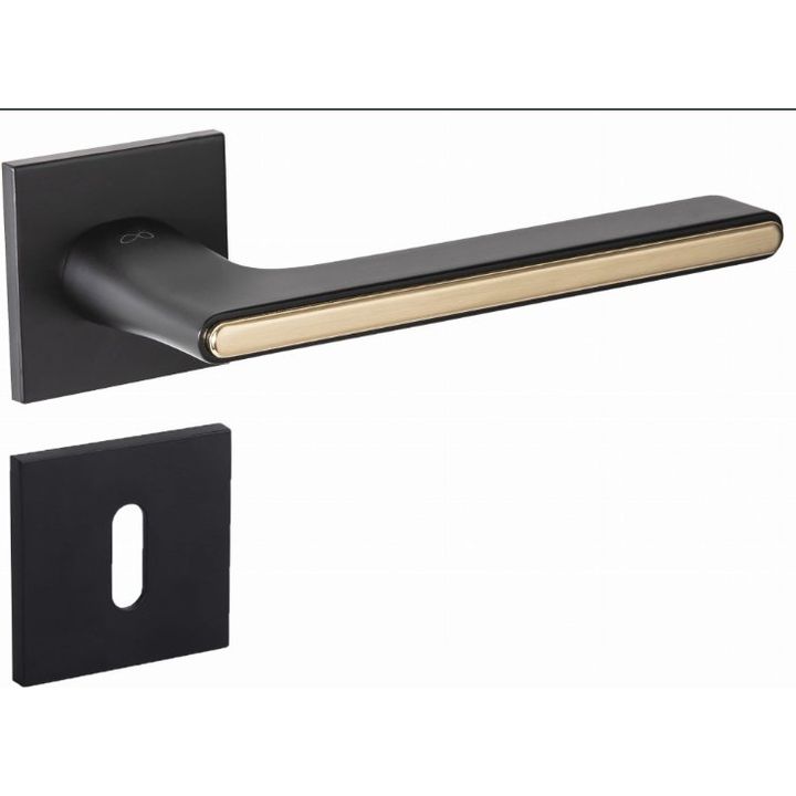 Italian Lever Handle on Rose in Satin Black/Pearl - Decor Handles - door handle on rose