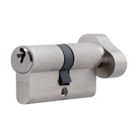 Knob (Thumbturn) Cylinder - 65mm - Brushed Chrome - Decor Handles - cylinder