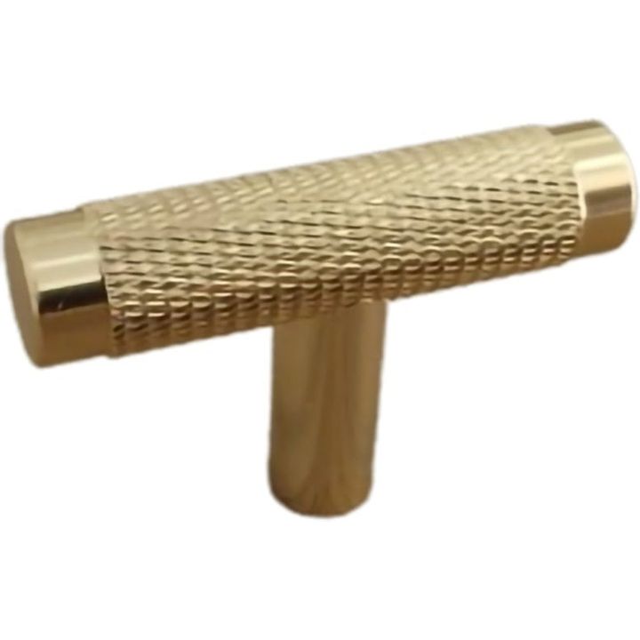 Knurled Satin Brass T-Bar Handles - Decor Handles - cupboard handle