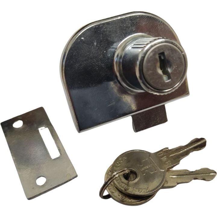 Lock for Glass Cupboard - Chrome - For Double Doors - Non-Drill - Decor Handles - cupboard lock