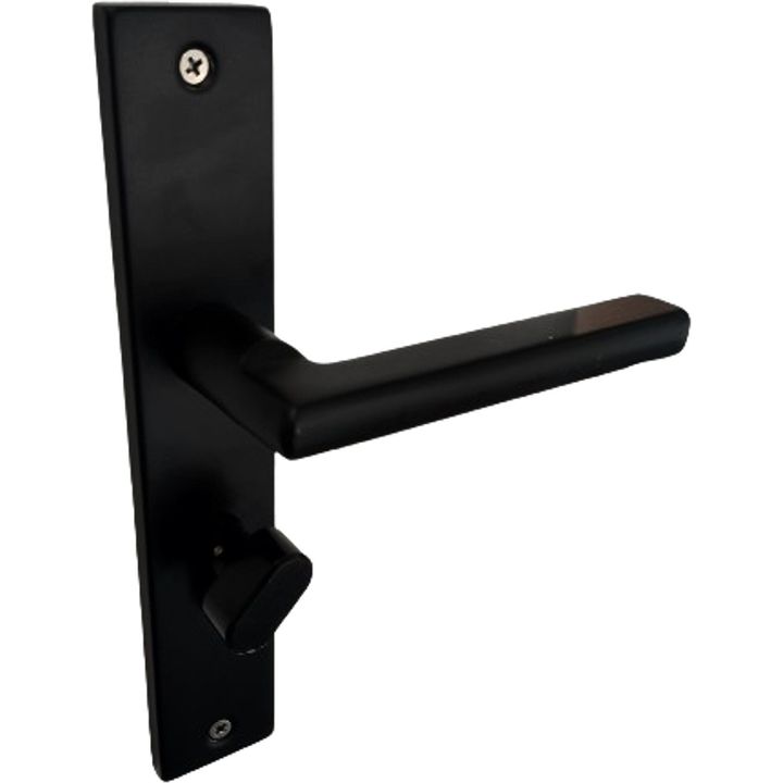 Matt Black handle on plate with cylinder keyhole - Decor Handles - door handles on plate