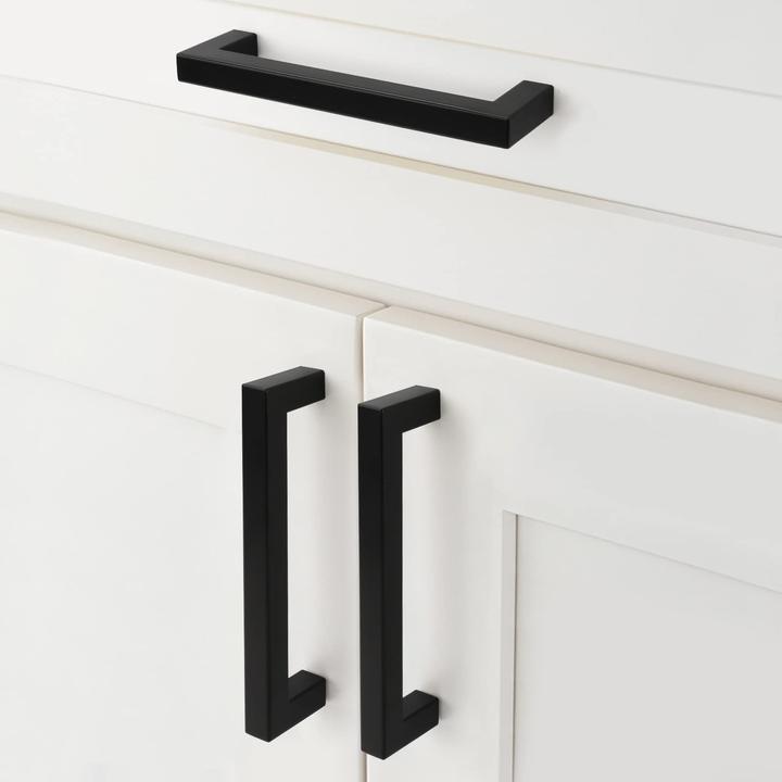 Matt Black Square Stainless Steel Cupboard Handles - Decor Handles - cupboard handle