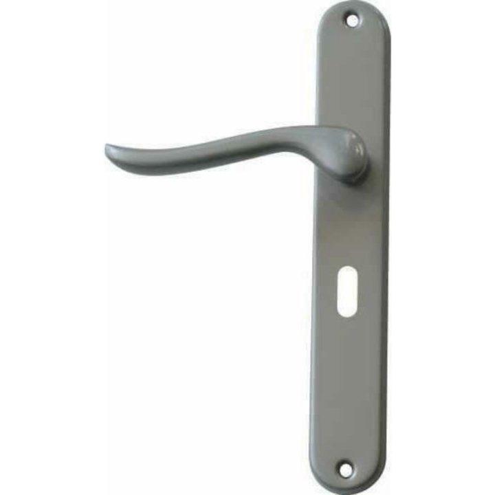 Matt Chrome Classic Door Handles on Back Plate with 2 Lever Lock - Decor Handles