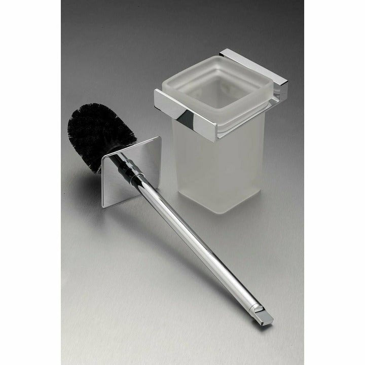 Messina Glass Toilet Brush Set - Decor Handles - Bathroom Accessories