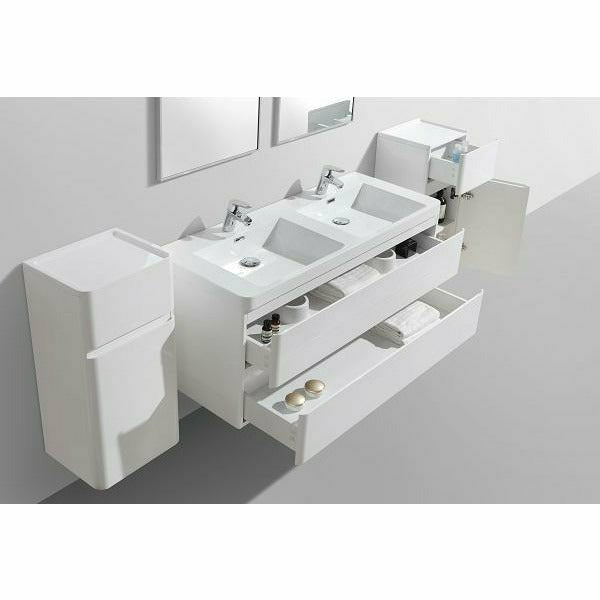 Milan 1200 Double Drawer vanity with Basin - Decor Handles