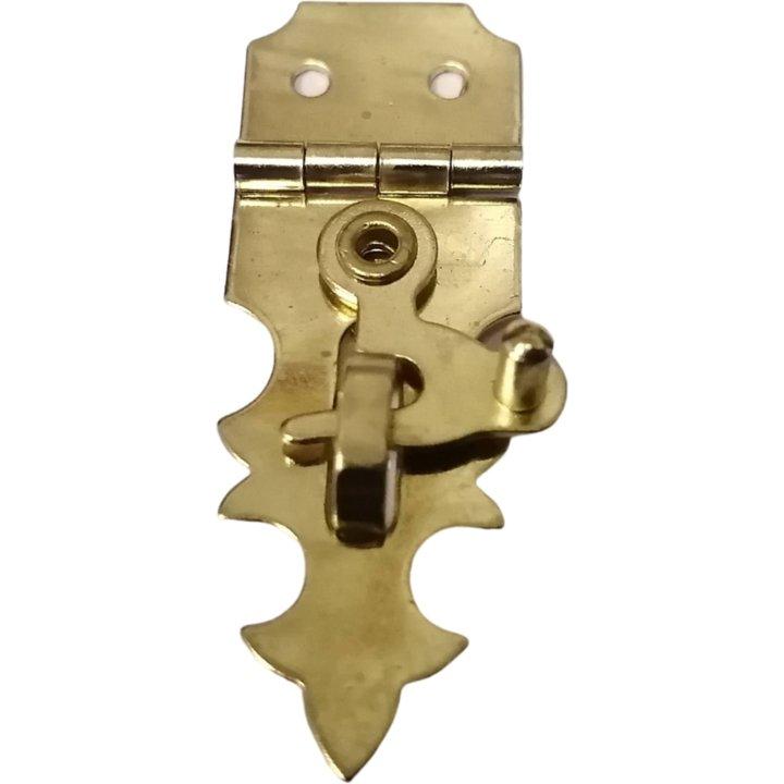 Mini Box Hasp and Staple with Hook Brass Plated - Decor Handles