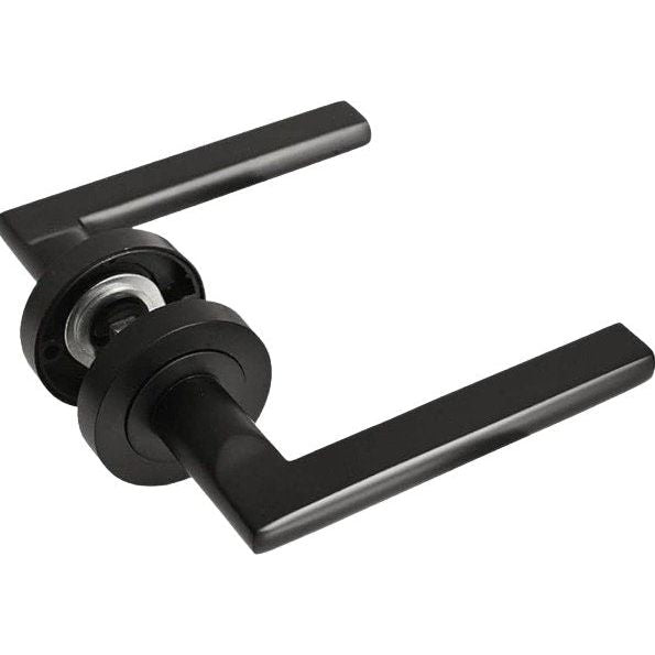 Modern Black Stainless Steel Door Handle on Rose "Pello" - Decor Handles - door handle on rose