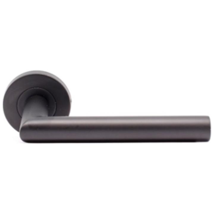 Modern Black Tubular Handle on Rose - Decor Handles