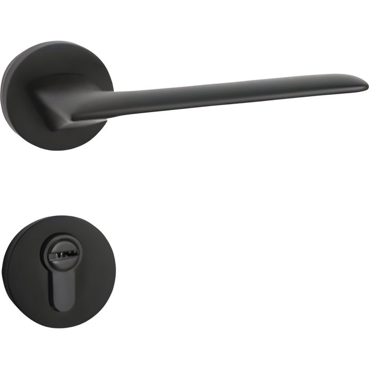 Modern Matt Black Slim Lever Handle on rose "DC" house brand - Decor Handles - door handle on rose