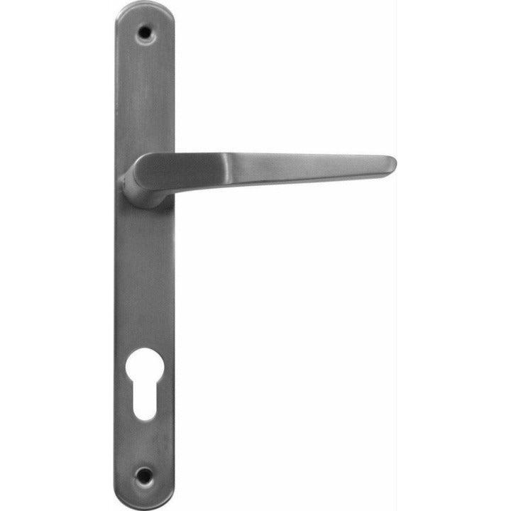 Narrow stainless steel lever handle on plate - Decor Handles