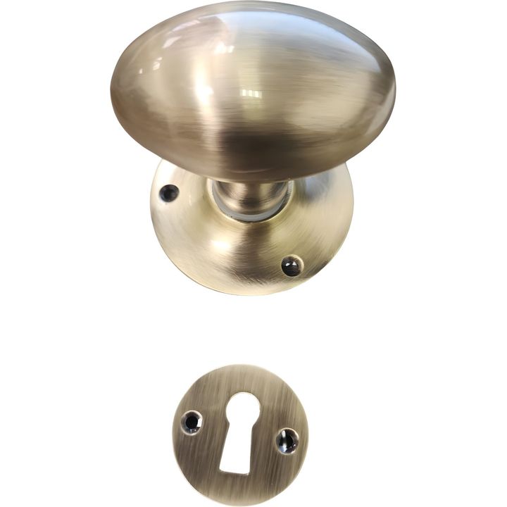 Oval solid brass knob - non-spring action - Decor Handles - door handle on rose