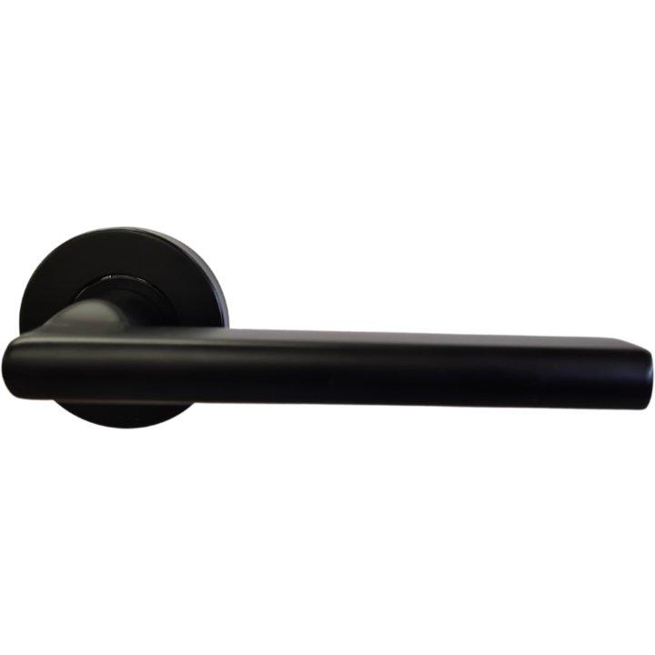 Pello - Modern Black Stainless Steel Door Handle on Rose - Decor Handles