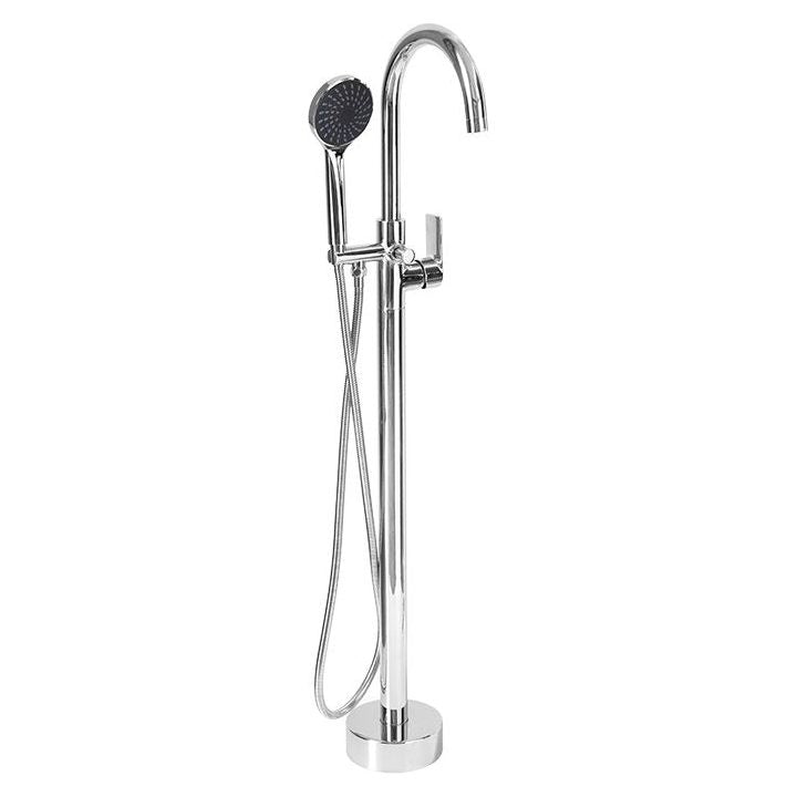 Round Chrome Free Standing Bath Mixer with H/S - Decor Handles - Taps