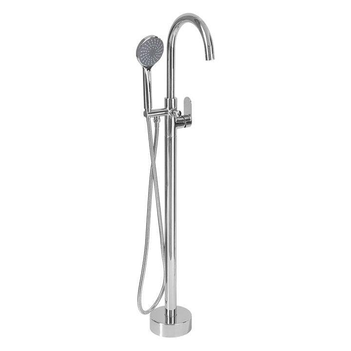 Round Chrome Free Standing Bath Mixer with H/S - Bay - Decor Handles - Taps