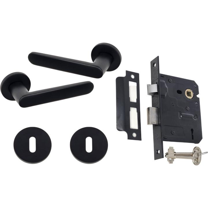 Rounded Modern lever handle on rose black - Decor Handles -