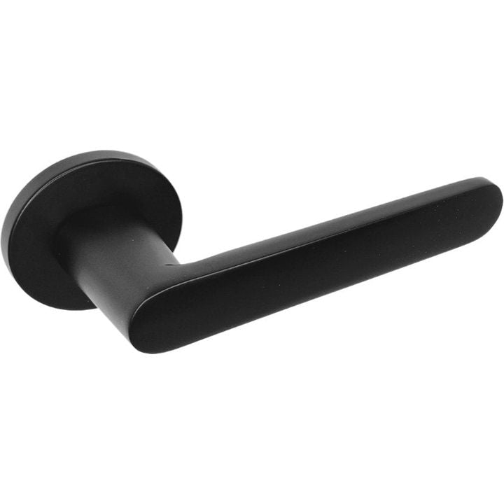 Moden Handle Matt black Modern Lever Handle on Rose - round - Decor Handles