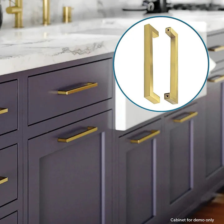 Satin Brass Squared Cupboard Handles - Decor Handles - cupboard handle