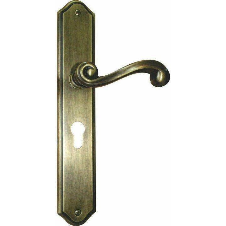 Scroll lever handle on back plate - Decor Handles