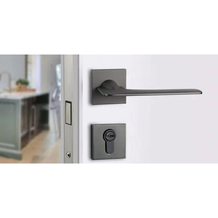 Slim lever handle on square rose - Decor Handles - door handle on rose