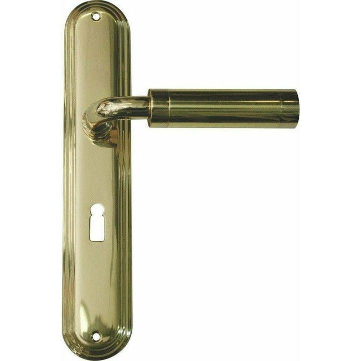 Solid brass lever handle on back plate - Decor Handles
