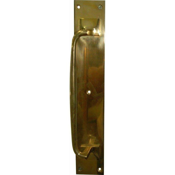 Solid brass pull handle on back plate - Decor Handles