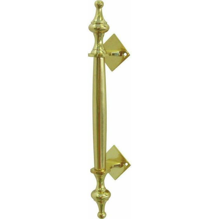 Solid brass pull handle with finials - 295mm - Decor Handles