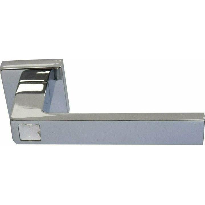 Solid brass square lever handle with crystal - Decor Handles