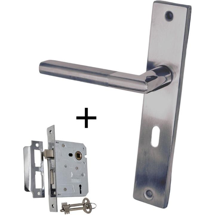 Square Modern Lever Handle on Plate - Decor Handles