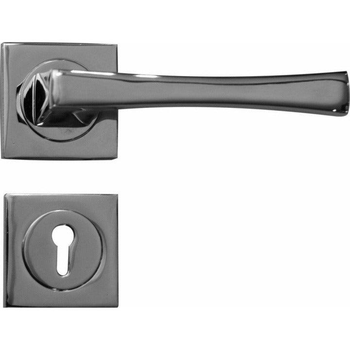 Square shiny lever handle on rose - Decor Handles