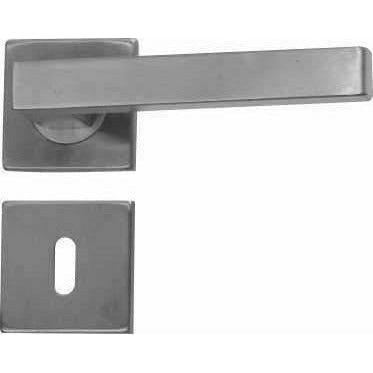 Square stainless steel lever handle on rose - Decor Handles