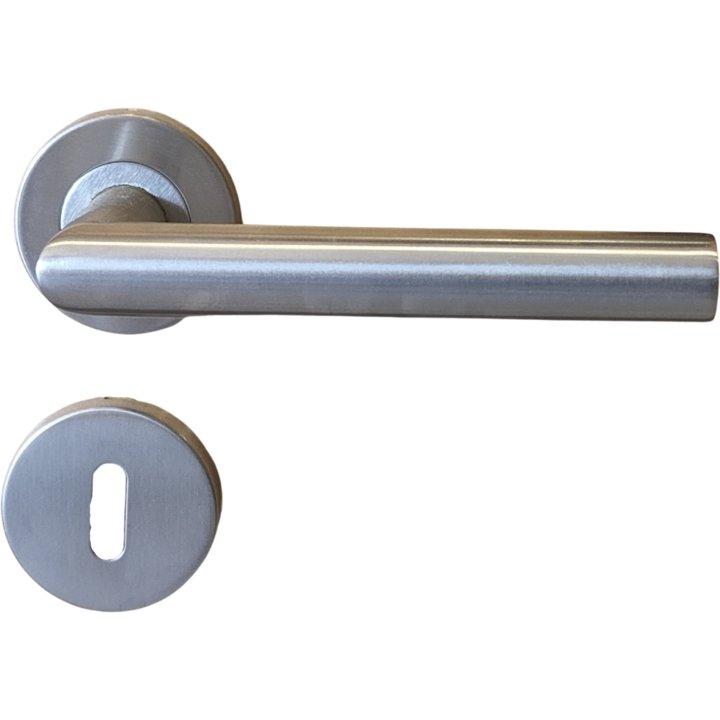 Stainless steel tubular lever handle on rose - Decor Handles