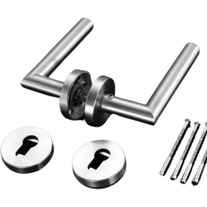 Stainless steel tubular lever handle on rose - Decor Handles - door handle on rose