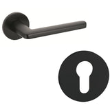 Tupai™ Modern Door Handle on Round Rose in Matt Black
